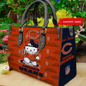 Chicago Bears Kitty Women Custom Name Leather Hand Bag