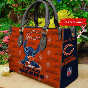 Chicago Bears Stitch Women Custom Name Leather Hand Bag