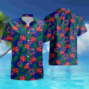Chicago Cubs Hawaiian Shirt: Summer Tropical Flower Beach Shirt