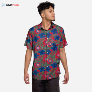 Chicago Cubs Hibiscus Button Up Shirt - Official MLB Merchandise