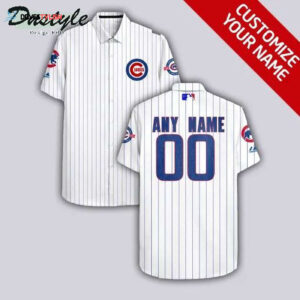 Custom Chicago Cubs Hawaiian Shirt - White Striped Design