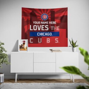 Custom Chicago Cubs Skyline Tapestry – Personalized Sports Decor