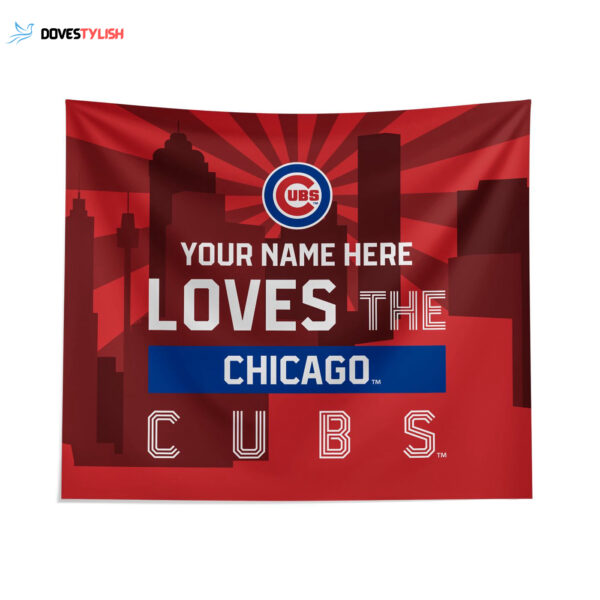 Custom Chicago Cubs Skyline Tapestry – Personalized Sports Decor