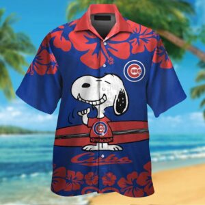 Chicago Cubs Snoopy Hawaiian Shirt Set for Men Women Kids – Short Sleeve Button Up Aloha Tropical Design