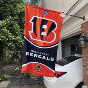 Cincinnati Bengals Football Team Flag, NFL Premium Two-sided Vertical Flag – House Garden Decor Gift