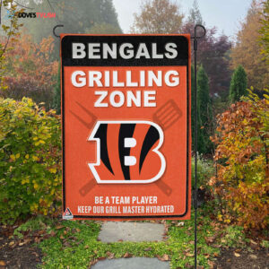Cincinnati Bengals Grilling Zone Flag, Bengals Football Fans BBQ Flag - House Garden Decor Gift