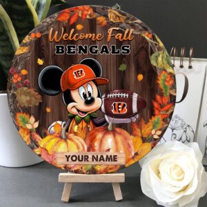 Cincinnati Bengals Mickey Round Wooden Sign – Home Decor Gift