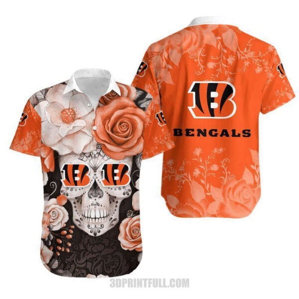 Cincinnati Bengals Skull Gift For Fan Hawaiian Graphic Print