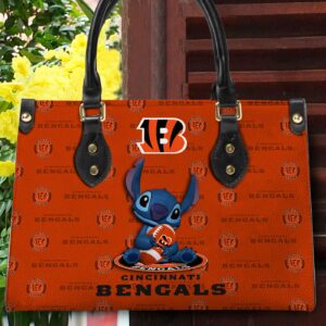 Cincinnati Bengals Stitch Women Custom Name Leather Hand Bag