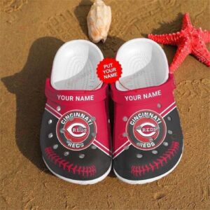 Cincinnati Reds Logo Custom Name Clogs Shoes Classic Clogs Shoes In Red Black