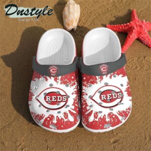 Cincinnati Reds Logo Pattern Clogs Shoes Classic Clogs Shoes In White & Red