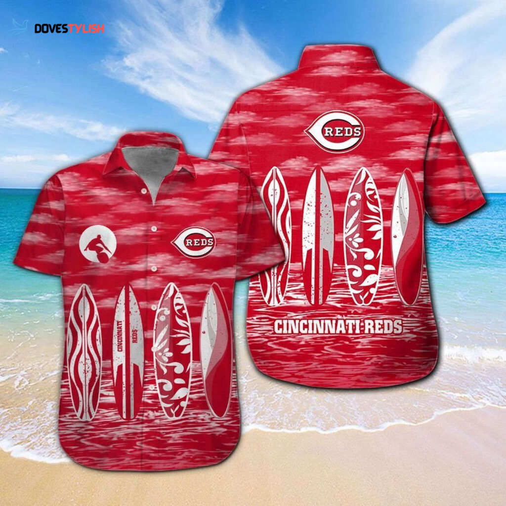 Cincinnati Reds Tropical Aloha Hawaiian Shirt Set for Men Women Kids Short Sleeve Button Up MTE02 Cincinnati Reds Tropical Aloha Hawaiian Shirt Set for Men Women Kids Short Sleeve Button Up MTE02