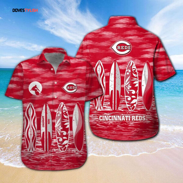 Cincinnati Reds Tropical Aloha Hawaiian Shirt Set for Men Women Kids Short Sleeve Button Up MTE02