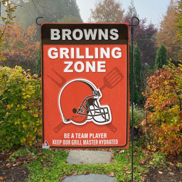 Cleveland Browns Grilling Zone Flag, Browns Football Fans BBQ Flag – House Garden Decor Gift