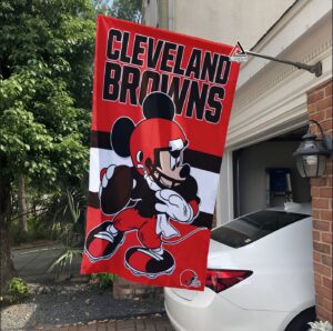 Cleveland Browns x Mickey Football Flag, NFL Premium Flag – House Garden Decor Gift