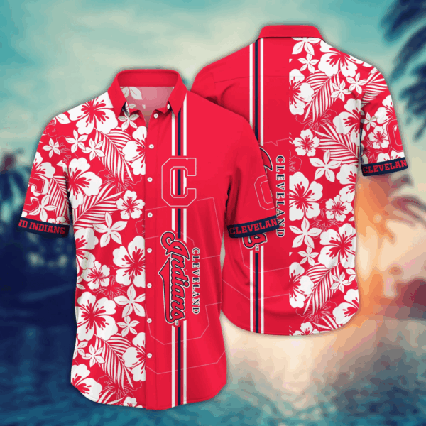 Cleveland Indians MLB Flower Hawaii Shirt   For Fans, Summer Football Shirts