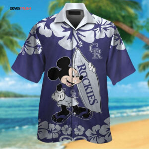 Colorado Rockies Mickey Mouse Tropical Hawaiian Shirt Set for Men Women Kids