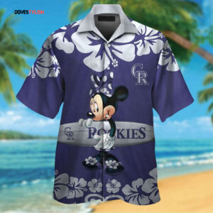 Colorado Rockies Minnie Mouse Tropical Aloha Hawaiian Shirt Set for Men Women Kids