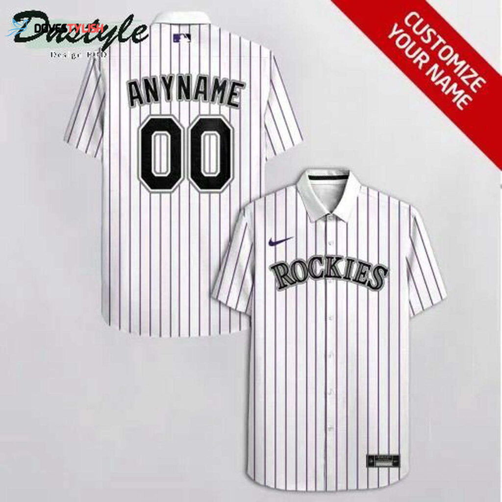 Custom Colorado Rockies White Striped Hawaiian Shirt – Personalized MLB Fan Gear