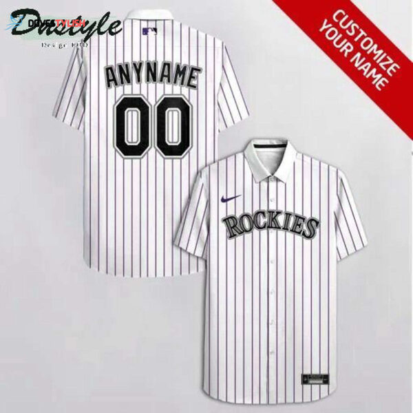 Custom Colorado Rockies White Striped Hawaiian Shirt – Personalized MLB Fan Gear