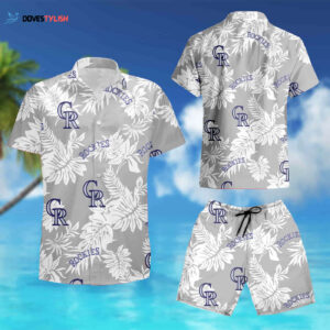 Colorado Rockies Tropical Flower Hawaiian Shirt - Short Sleeve Summer Style