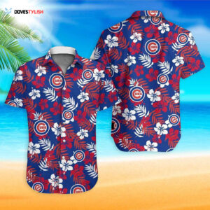 Cubs Hawaiian Shirt: Chicago Cubs Floral Leaves Aloha Shirt