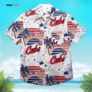 Chicago Cubs Hawaiian Shirt: Sunset Coconut Tree Aloha Shirt for Sports Lover Gift
