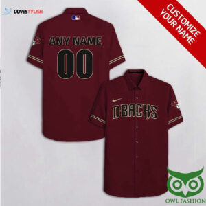 Personalized Arizona Diamondbacks Brick Red Hawaiian Shirt Custom Name & Number
