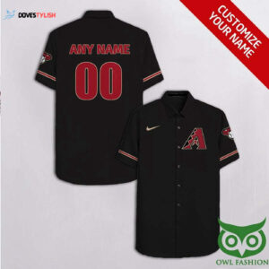 Personalized Arizona Diamondbacks Red Black Hawaiian Shirt with Custom Name and Number