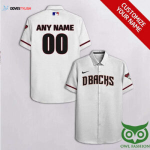 Personalized Arizona Diamondbacks White Hawaiian Shirt with Custom Name and Number
