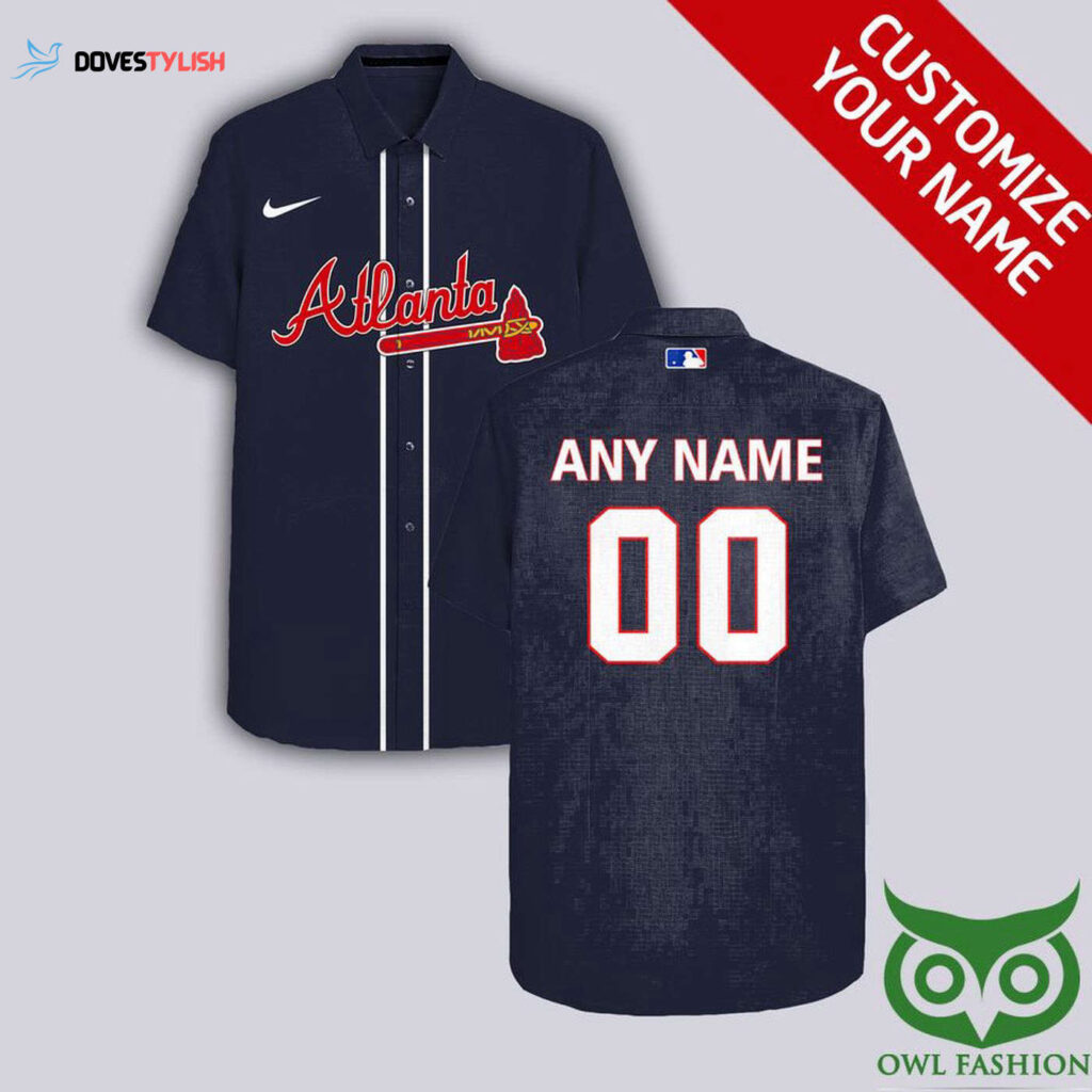 Personalized Atlanta Braves Dark Blue Hawaiian Shirt – Custom Name & Number