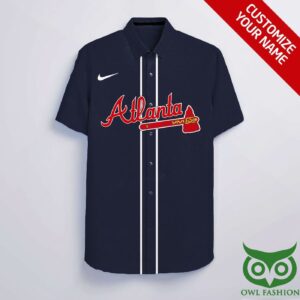 Personalized Atlanta Braves Dark Blue Hawaiian Shirt – Custom Name & Number