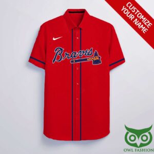Personalized Atlanta Braves Red Hawaiian Shirt with Custom Name and Number