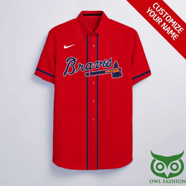 Personalized Atlanta Braves Red Hawaiian Shirt with Custom Name and Number