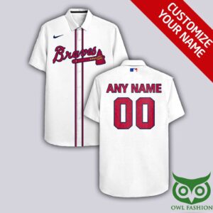 Personalized Atlanta Braves White Hawaiian Shirt with Name & Number