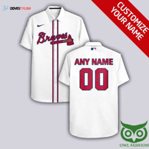 Personalized Atlanta Braves White Hawaiian Shirt with Name & Number