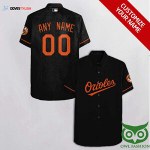Personalized Baltimore Orioles Black And Orange Hawaiian Shirt - Custom Name Number Option