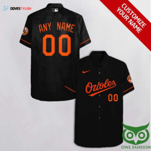 Personalized Baltimore Orioles Hawaiian Shirt - Black Orange Custom Name & Number