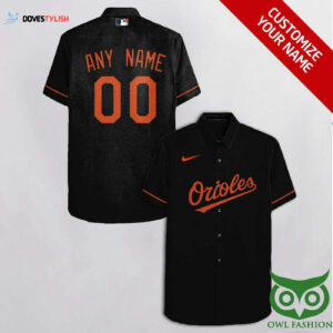 Personalized Baltimore Orioles Black Orange Hawaiian Shirt - Custom Name & Number
