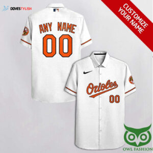 Personalized Baltimore Orioles White & Orange Hawaiian Shirt - Custom Name & Number