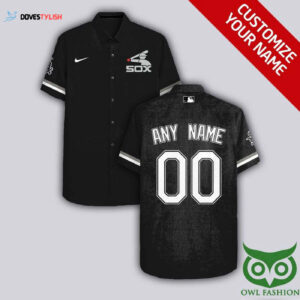 Personalized Chicago White Sox Hawaiian Shirt Custom Name & Number Black Gray Design