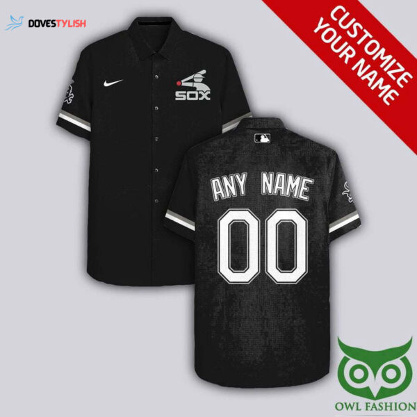 Personalized Chicago White Sox Hawaiian Shirt Custom Name & Number Black Gray Design