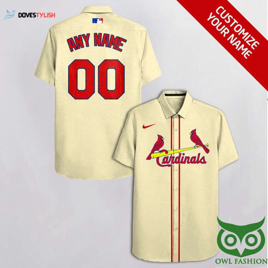 Personalized St Louis Cardinals Bright Gray Hawaiian Shirt with Custom Name and Number