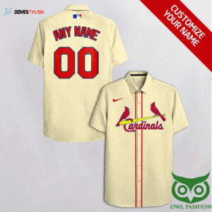 Personalized St Louis Cardinals Bright Gray Hawaiian Shirt with Custom Name and Number