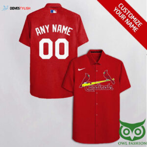 Personalized St Louis Cardinals Red Hawaiian Shirt with Custom Name and Number