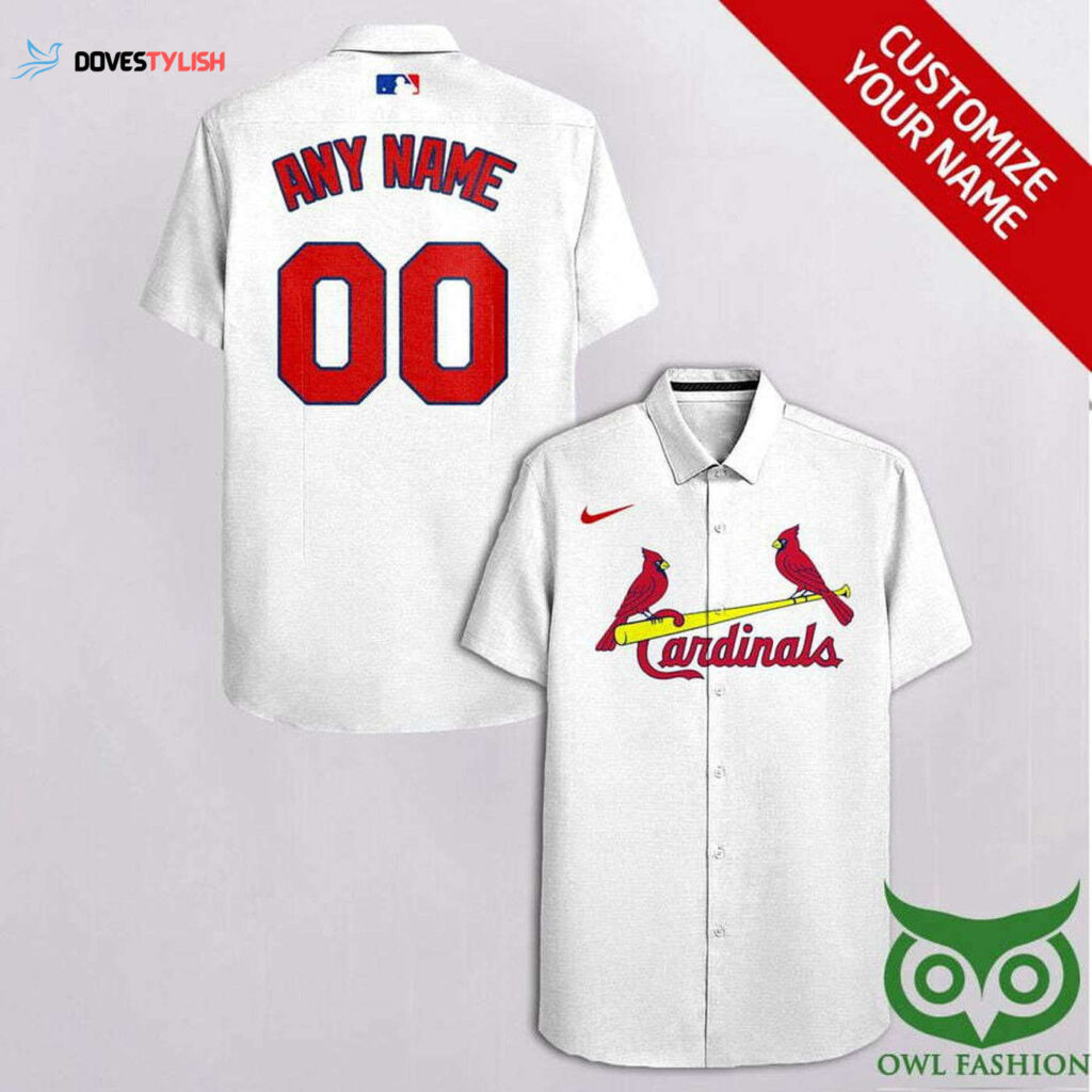 Personalized St Louis Cardinals White Hawaiian Shirt – Custom Name & Number