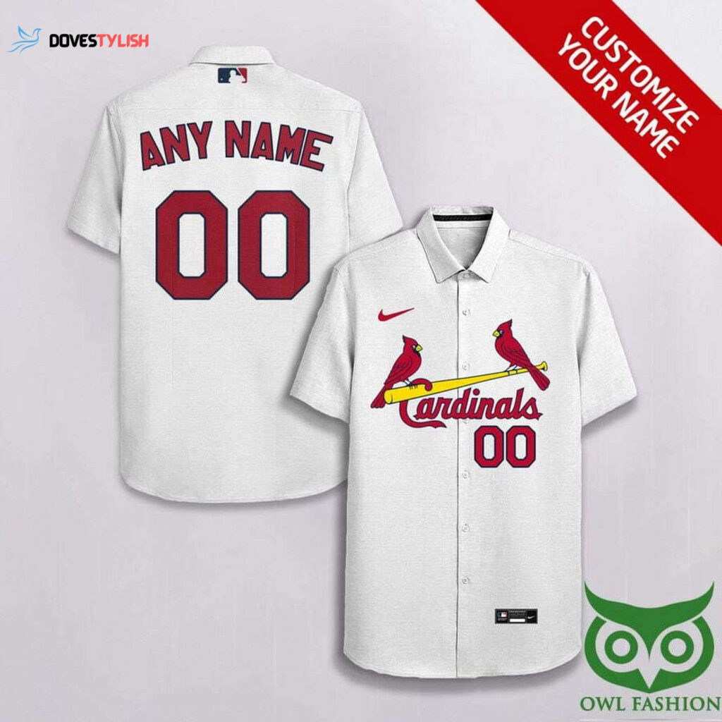 Personalized St Louis Cardinals Hawaiian Shirt – White Red – Custom Name & Number