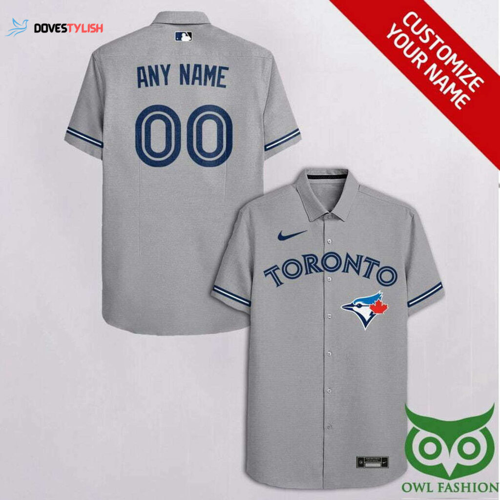 Toronto Blue Jays Custom Name Number Gray Hawaiian Shirt – Personalized MLB Fan Apparel
