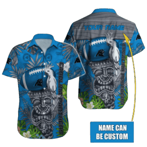 Custom Name Tiki Totem NFL Carolina Panthers Aloha Hawaiian Shirt, Gift For Fans