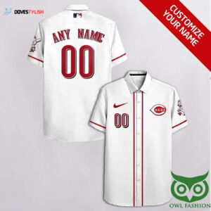 Custom Cincinnati Reds Hawaiian Shirt - White Leftside Team Design